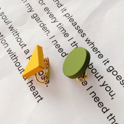 

Women Clip Earrings Ethnic Style Retro Simple Geometric Wild Jewelry Colorful Stud Ear Clips Earrings Modern Jewelry Gifts