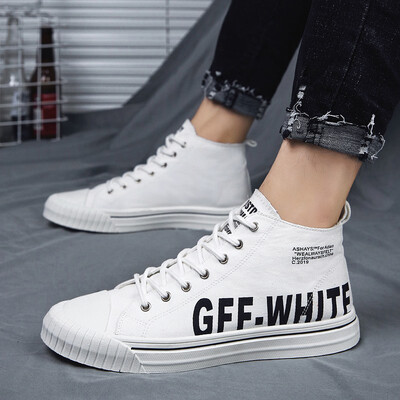 

Summer mens shoes Hong Kong style cloth shoes Korean version of the trend of mens net red high canvas shoes tide shoes wild shoes