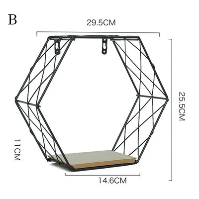 

JPGIF Iron Hexagonal Grid Wall Shelf Combination Hanging Geometric Figure Decoration