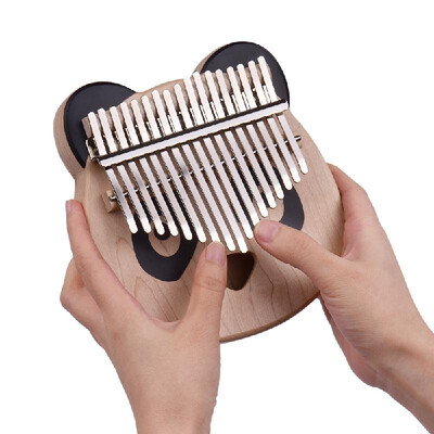 

Cute Panda Wooden 17-Key Kalimba Thumb Piano Maple with Carry Bag Musical Note Stickers Tuning Hammer Cleaning Cloth Musical Gift