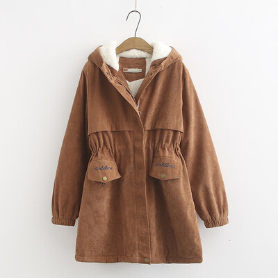 

Tailored Women Winter Warm Coat Solid Hooded Thick Warm Loose Jacket Long Overcoat