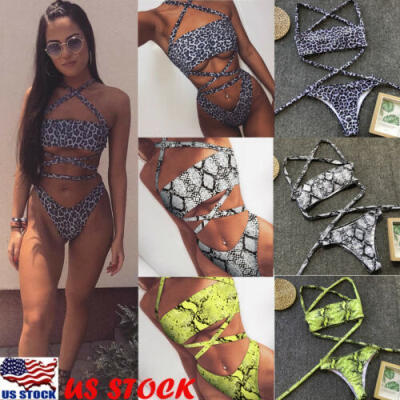 

Women High Waist Push-up Padded Bra Bandage Bikini Set Swimsuit Swimwear Bathing