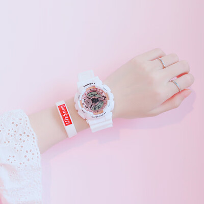 

ins super-fire watch original sink electronic watch waterproof college wind-yang purple common-style sweet girl cherry-cherry powd