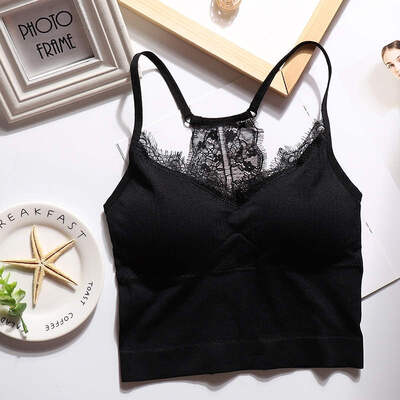 

Summer Tank Top Women Sexy Lace Camisole Beauty Back Seamless Padded Top