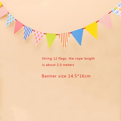 

FUNNYBUNNY Babys Birthday Flag Hanging Ornaments Childrens Day Birthday Party Decoration Cartoon Flower Banner
