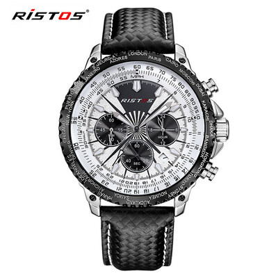 

Large dial watch male three-eye alloy belt mens watch belt waterproof watch