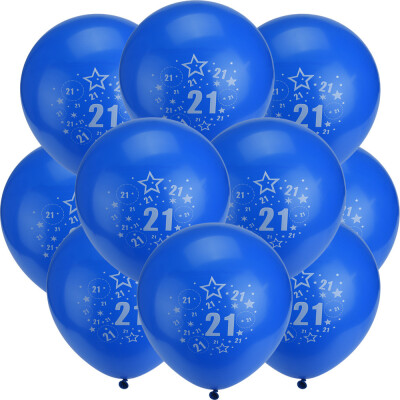 

Toponeto 10Pcs Light Blue And Blue Latex Balloons Age 21 Birthday Anniversary Party Gifts