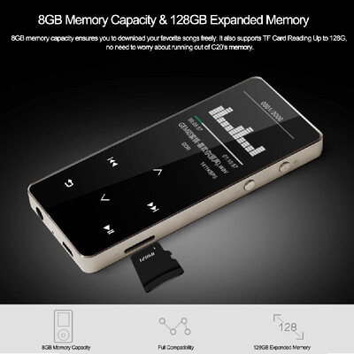 

C20 8GB Bluetooth MP3 Player HiFi Metal Music Player Loseless APE FLAC Audio Player FM Radio Voice Recording w TF Card Slot 18 I