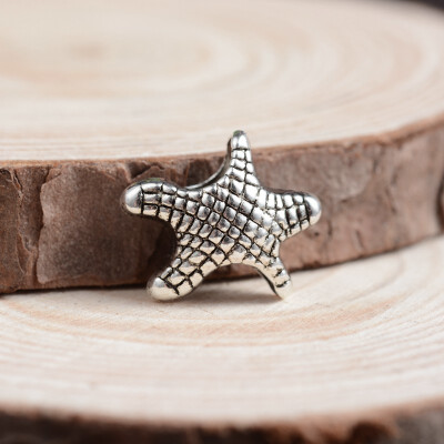 

Tibetan Style Starfish Zinc Alloy European Beads Large Hole Beads Antique Silver 14x125x7mm Hole 5mm