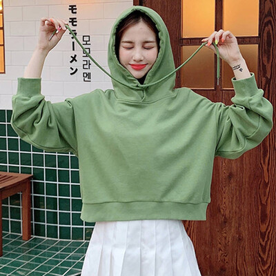 

Sweatshirt Women Harajuku Hoodies Girls Solid Color Hooded Tops Long sleeve New Social Korea style Winter Thin Coat