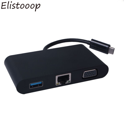 

Elistooop USB C 31 Type C HUB to VGA LAN RJ45 Gigabit Ethernet Switcher USB-C usb 30 35mm Audio Type-c PD Charge Adapter