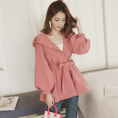 

Brand Korea Style Waist Belt Loose Khaki Trench Spring Autumn Women Fashion Female Casual Elegant Soft Long Coat Cloth