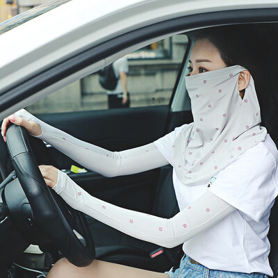 

Cleaning womens neck shade riding decorative sunscreen large mask light&thin cool flowers breathable ice silk mask