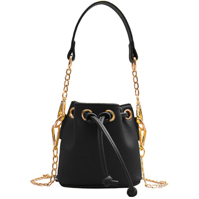

Fashion Women Drawstring Bucket Shoulder Bag Mini Handbag Chain Crossbody Pouch