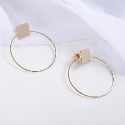 

E0130 Fashion Drop Earrings For Women GoldSilver Color Temperament Round Earrings Long Female