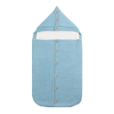 

Toddler Thicken Warm Hooded Baby Sleeping Bag Knitted Swaddle Wrap Blanket