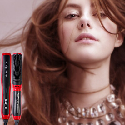 

〖Follure〗Travel Electronic Hair Straightening Ceramic Hot Profesional Brush Irons US