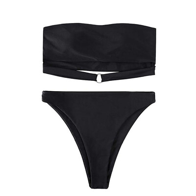

Roseonmyhand Womens High Cut Bandeau Bikini Set High Waisted Two Piece Bathing Suits Swimsui