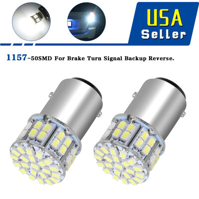 

2x 6000K White 1157 High Power 50SMD RV Tail Brake LED Lights Bulb BAY15D 12V
