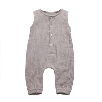 

Newborn Cotton Linen Romper Baby Boy Girls Sleeveless Solid Color Jumpsuit