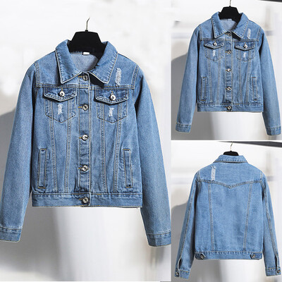 

Toponeto Womens Casual Jean Jacket Long Sleeve Denim Coat Retro Cowboy Pockets Jacket