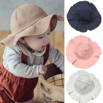 

Summer Baby Kids Boy Girls Children Cap Sun Beach Travel Cotton Wide Brim Hat