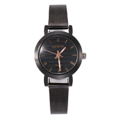 

Simple Roman Numeral Time Quartz Watch Women Fashion Alloy Mesh Band Wrist Watch