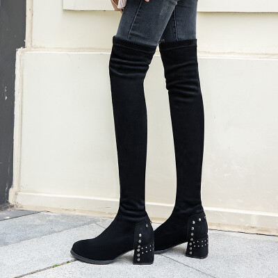 

Long boots women knee-high autumn&winter boots women with wild rivets thick&elastic thin boots
