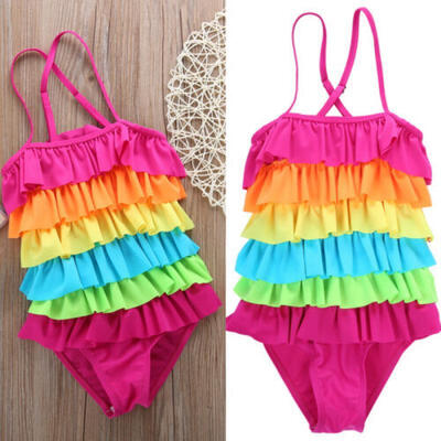 

Toddler Kids Baby Girl Rainbow Bikini Swimwear Swimsuit Beachwear Costume 2-9 Y