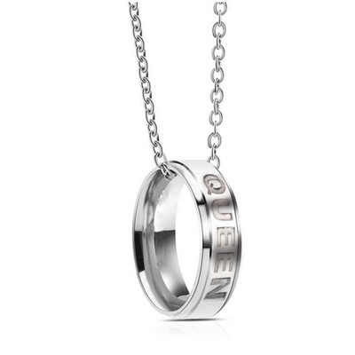 

Hot Sale King Queen Couple Necklaces Stainless Steel Ring Pendant Necklace Wedding Gift