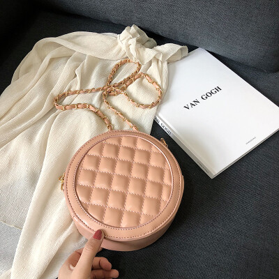 

Lingge small round bag womans new 2019 Korean version of the small bag high-grade air chain bag single shoulder oblique satchel b