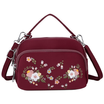 

Fashion embroidery bag mother slanted canvas bag leisure one shoulder handbag nylon Oxford cloth bag