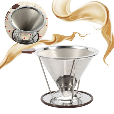 

Portable 304 Stainless Steel Drip Dripper Double Layer Mesh Coffee Cone Filter Holder InfuseCoffee Filter Holder
