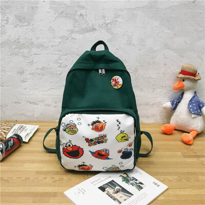 

Bag girl Korean version of high school ins wind Sesame Street tide brand students campus rucksack girl cute shoulder bag