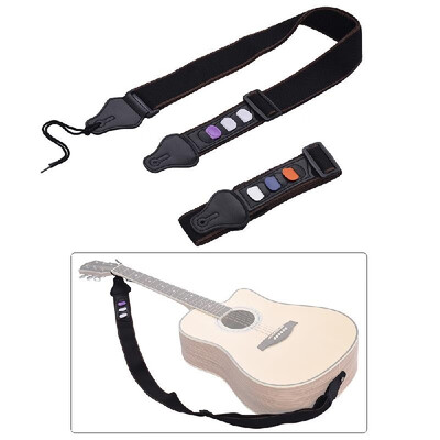 

2pcs Pack Adjustable Guitar Shoulder Strap Microfiber Cotton Belt Synthetic Leather Ends with Guitar Pick Pockets & 3pcs Guitar