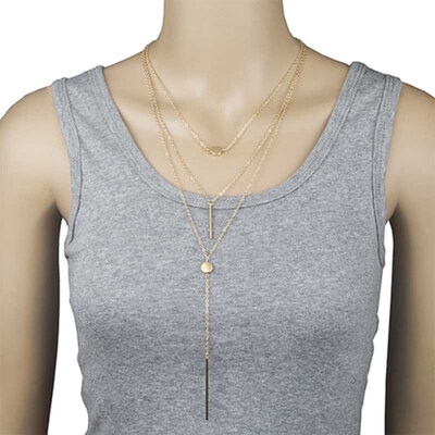 

Fashion Women Multilayer Bar Charm Pendant Necklace Boho Party Jewelry Gift