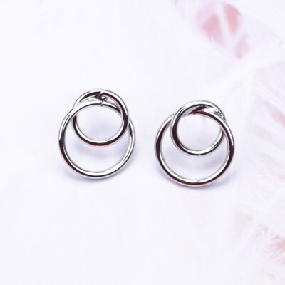 

EK712 Ne Fashion Geometric Double Round Stud Earrings For Women Gold Color Statement Earring Party Jewelry Wedding Brincos Punk