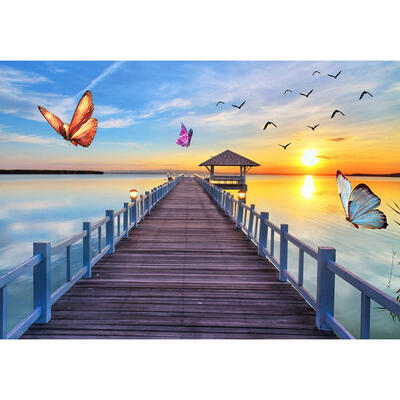 

5D DIY Full Drill Diamond Painting Sea Boardwalk Cross Stitch Embroidery