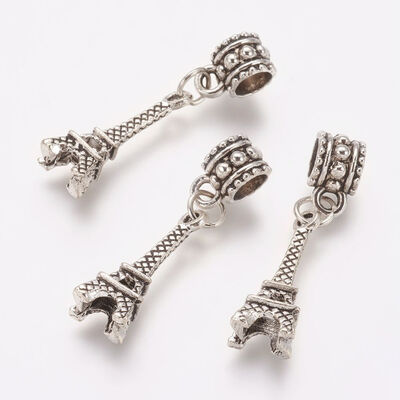 

Alloy European Dangle Beads Eiffel Tower Antique Silver 33mm Hole 5mm Pendant 21x75x5mm