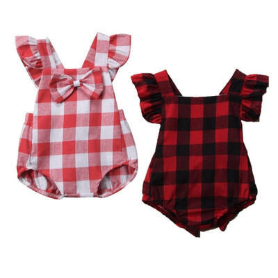

Newborn Baby Girls Romper Plaids&ampampCheck Bodysuit Jumpsuit Clothes Sunsuit Outfits Fit For 0-18M
