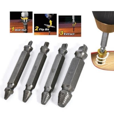 

4pc Broken Bolt Remover Extractor Drill Bits Easy Out Stud Reverse Damage Screw