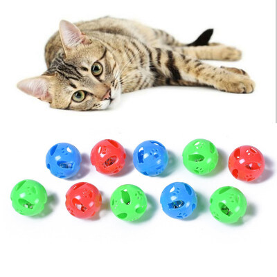 

10pcSet Small Pet Small Fish Vocal 4cm Bell Plastic Original Toys For Cat Ball with Bell Ring Play Chew Rattle Scratch Ball
