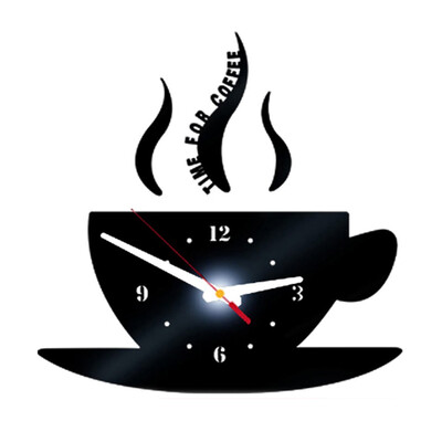 

Siaonvr Coffee Shape Removable Diy Acrylic 3D Mirror Wall Sticker Decorative Clock
