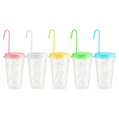

5pcs Solar Powered Warm Yellow 15 LED Milk Beverage Cup Lights for Festival