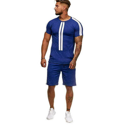 

Fashion Men Tracksuit Set Short Sleeve Sweatshirt Pants Jogger Sportswear Suit