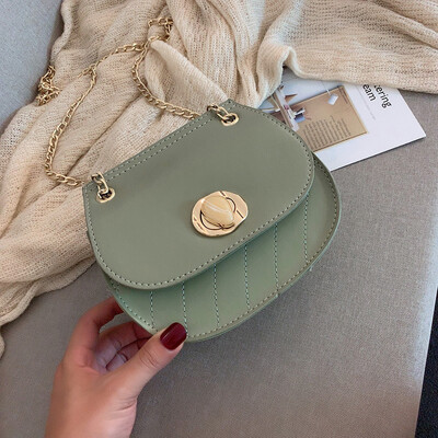 

2019 new texture fashion casual chain slung saddle bag female Sen simple simple wild color shoulder bag