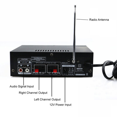 

Mini Audio Power Amplifier BT Digital Audio Receiver AMP USB SD Slot MP3 Player FM Radio LCD Display Dual Microphone Input with Re