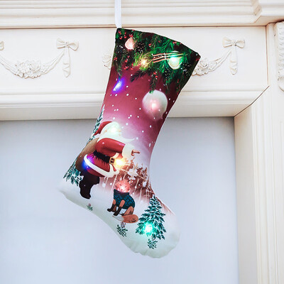 

Gobestart Merry Christmas LED Hanging Gift Candy Large Socks Decoration