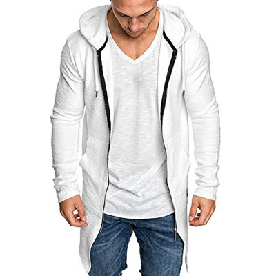 

Gobestart Men Splicing Hooded Solid Trench Coat Jacket Cardigan Long Sleeve Outwear Blouse