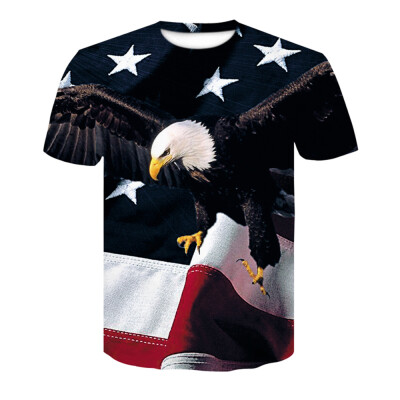 

Summer Men\s Short Sleeve Digital Printing 3D Eagle T-Shirts